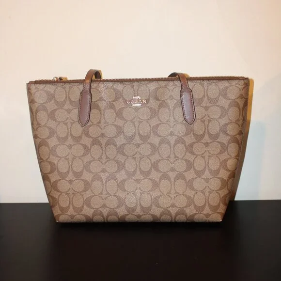 Coach Zip Top Tote Bag In Signature Canvas - Picture 2 of 7